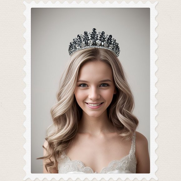 Gray Gemstone Hair Acessories, Silver Wedding Crown Headpiece, Anniversary Gift - Picture 6 of 6